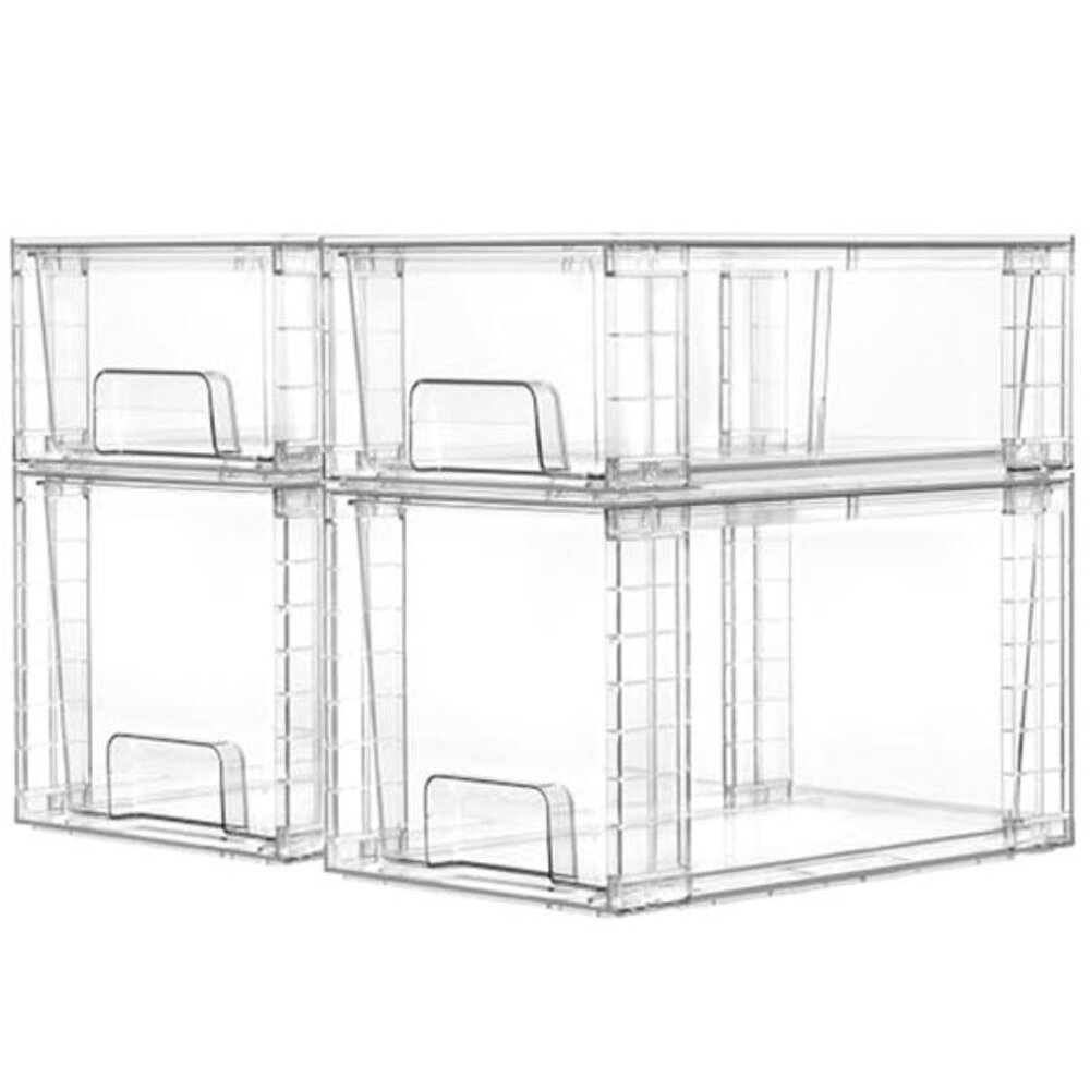 Clear Stackable Storage Drawers Plastic Organizer Bins Under Sink Kitchen Bathro